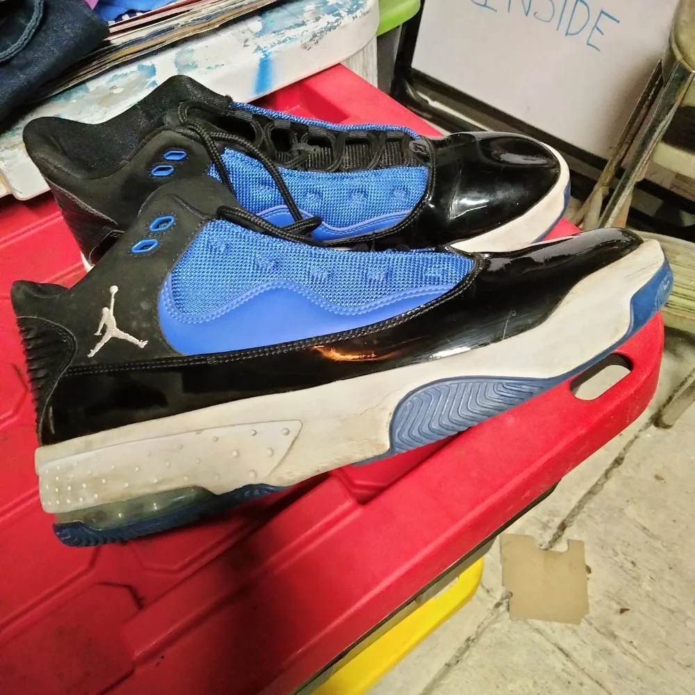 Jordan Black and Blue Athletic Shoes